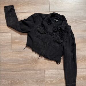 Black Distressed Denim Jacket